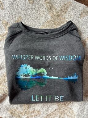 Womens' Dark Gray 'Let It Be' Graphic Sweatshirt - Whisper Words of Wisdom